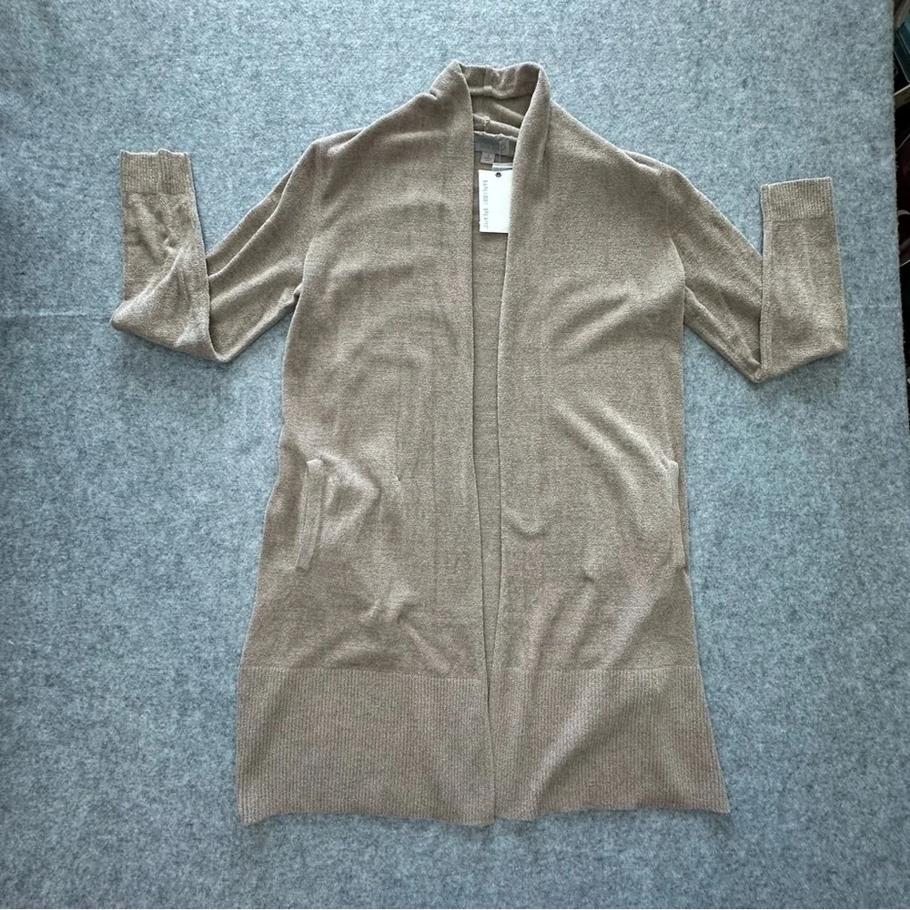 Barefoot Dreams CozyChic Ultra Lite Open Front Cardigan in Nickel NWT Sz: Small